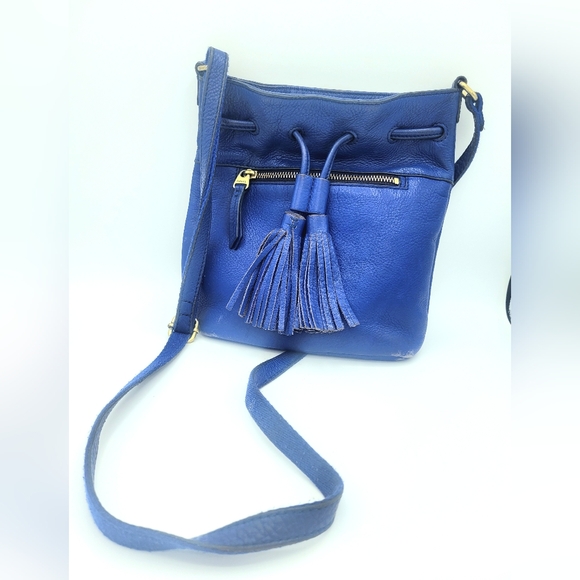 Fossil Handbags - Fossil Jules Tassel Drawstring women's Bucket Bag, Sapphire